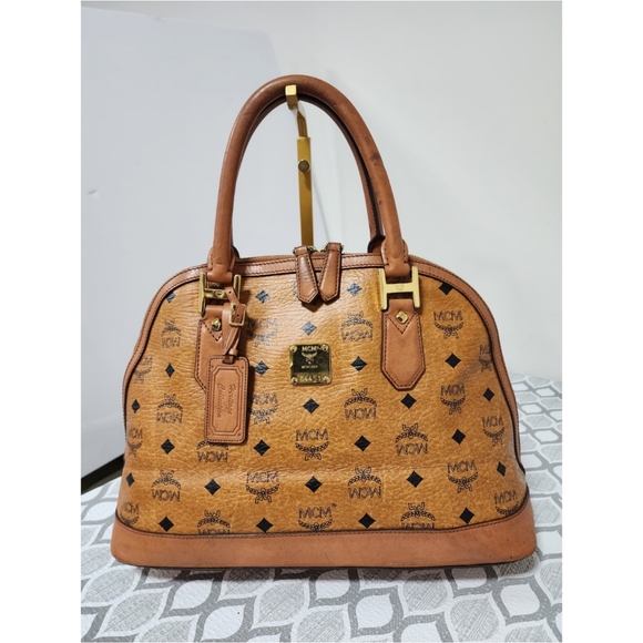 MCM Handbags - MCM Visetos Large Heritage Bowler Bag Cognac